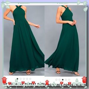 NWT Air Of Romance  Forest Green Maxi Dress